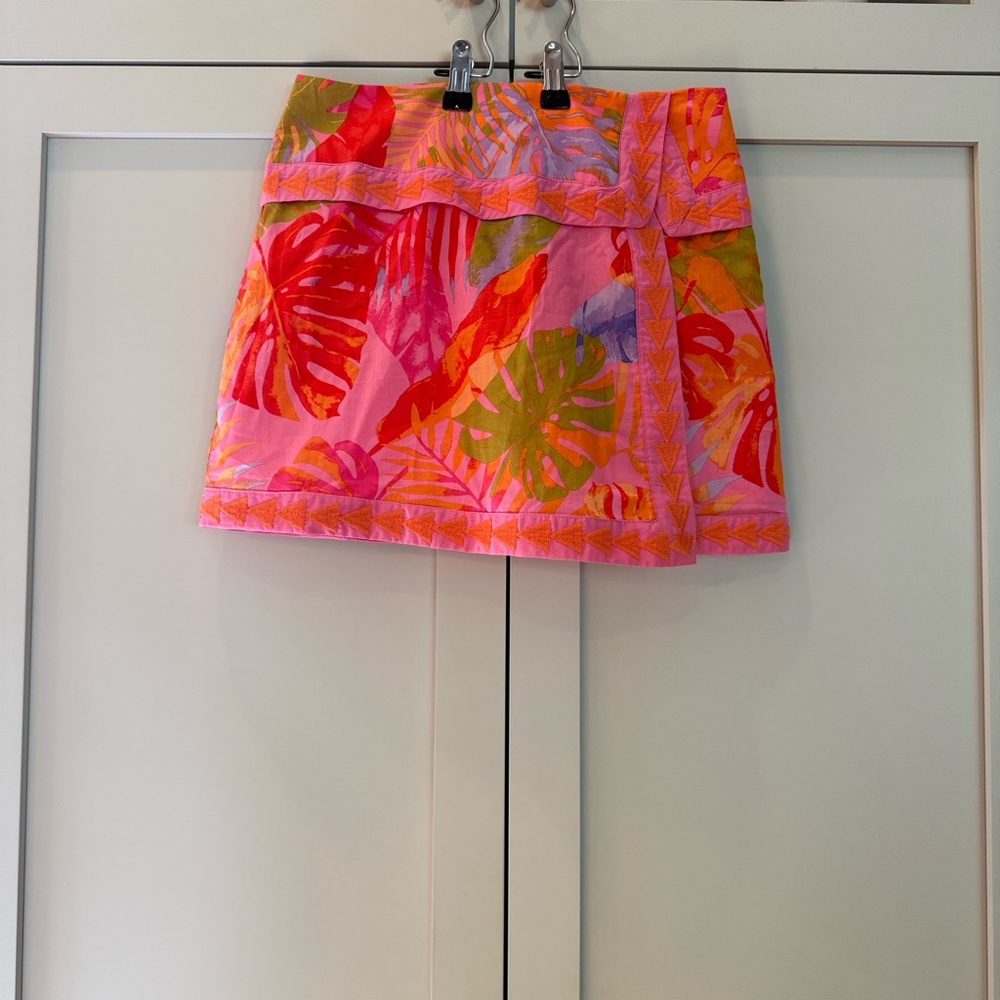 J MARIE Eden wrap skort Vibrant Pink Tropical Print Mini Skirt